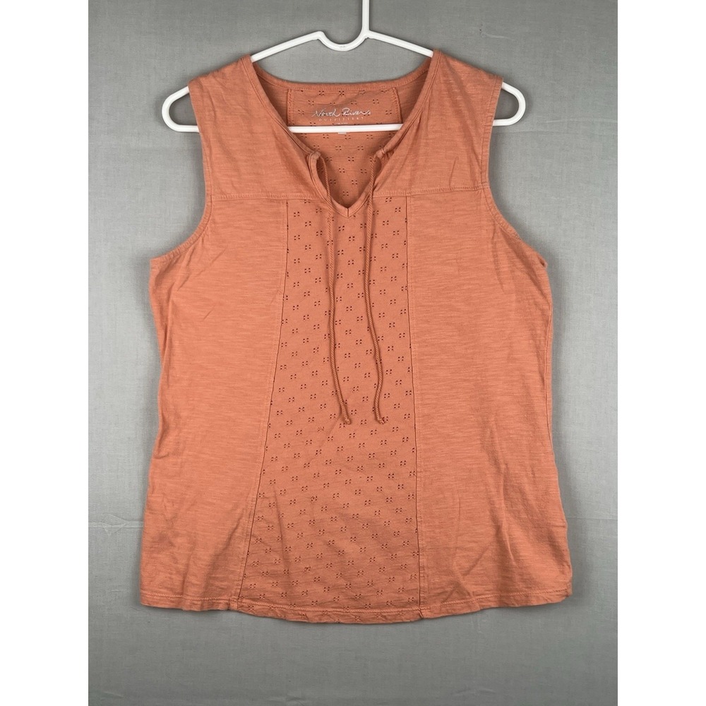 North River Outfitters Lace Up Top Womens M Orange Sleeveless Boho Knit